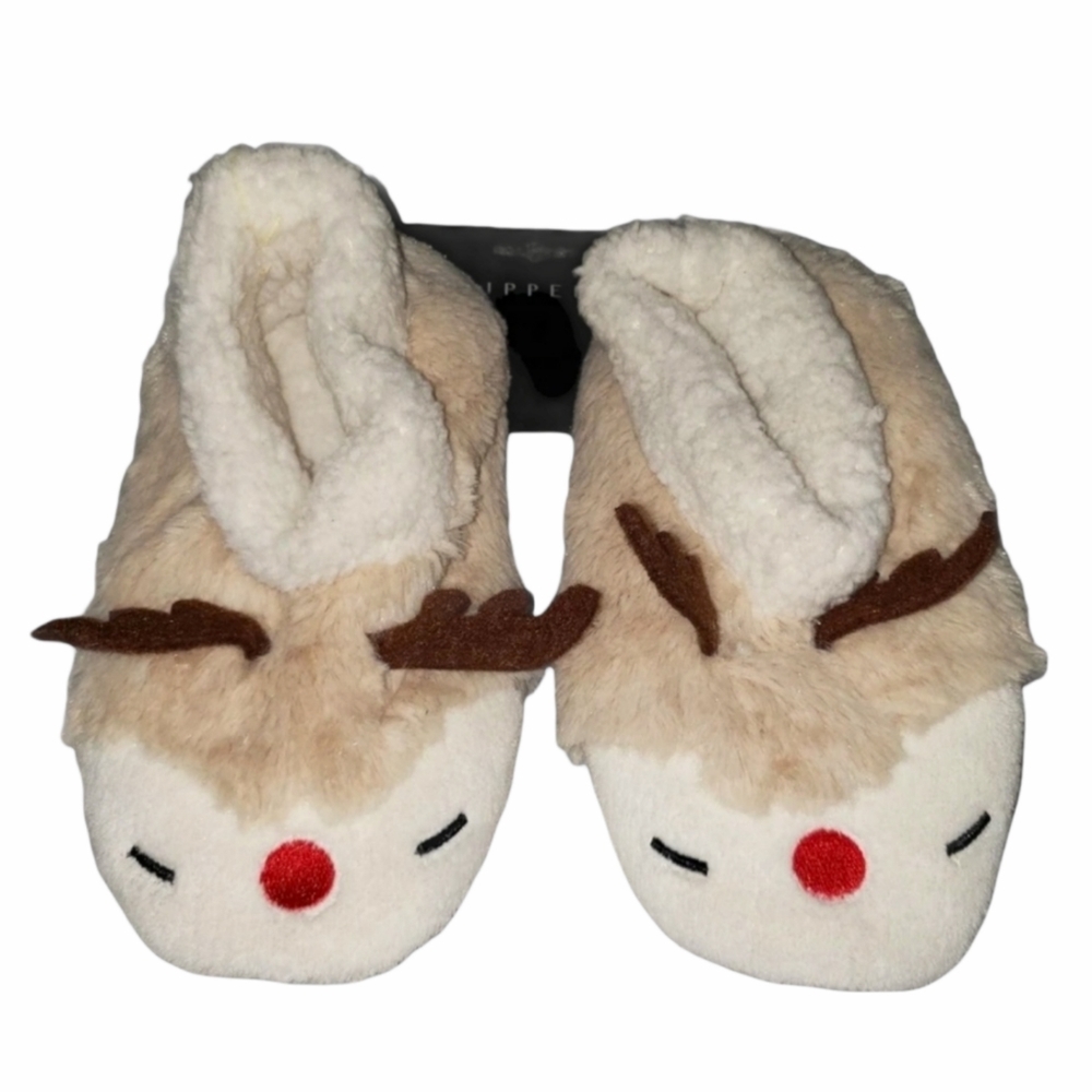 🦌 New Rudolph Reindeer Christmas Holiday Slippers sz S/M